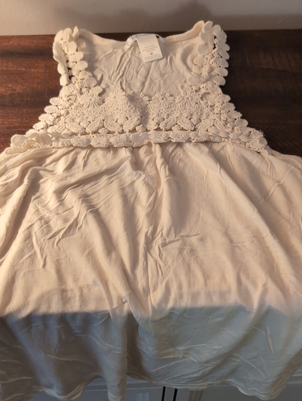Womens Cream Lace Bodice Tank Top